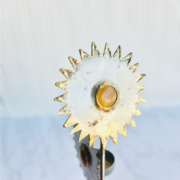 Vintage torch cut welded metal brutalist Sun votive candle holders - Picture 4 of 7